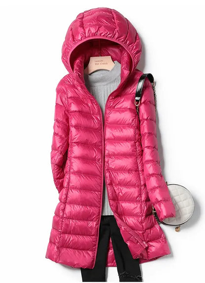 Light and thin hooded parka for women