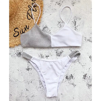 Shiny Patchwork Bikini Set