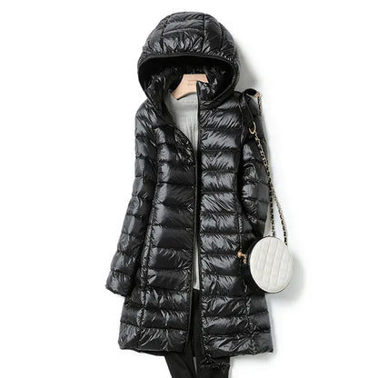 Light and thin hooded parka for women