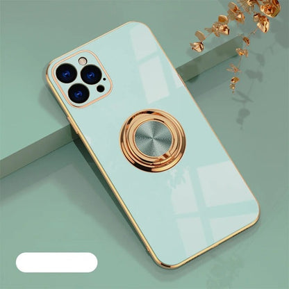Luxury Plating Silicone Case with Metal Ring Holder