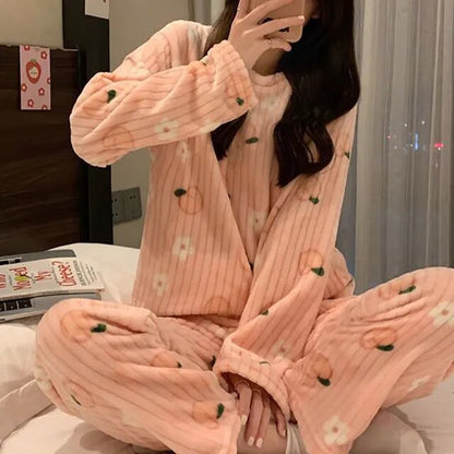 Peach Print Pajamas For Women