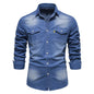 Denim Shirt Men Long Sleeve Quality Casual