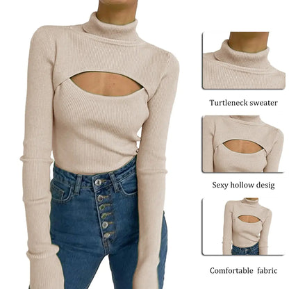 Women's Turtleneck Long Sleeve Vintage Pullover