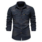 Denim Shirt Men Long Sleeve Quality Casual