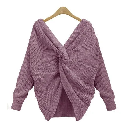 Korean Knitted V-Neck Plus Size Sweater