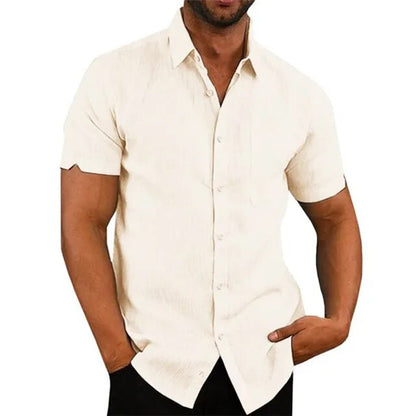 Men's Short-sleeved cotton and linen shirts