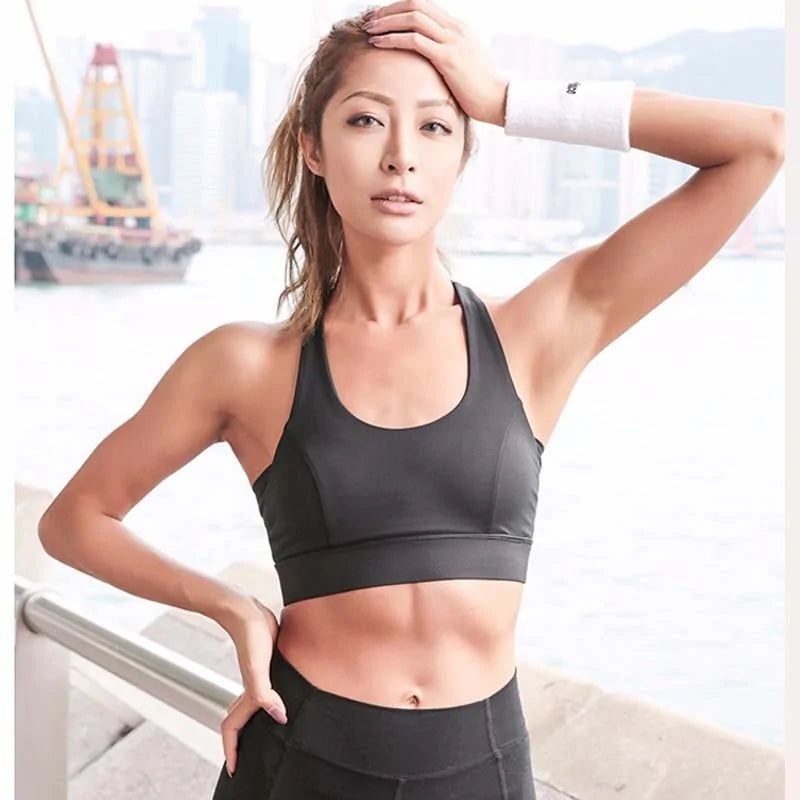 White Strap Push Up Sports Bra