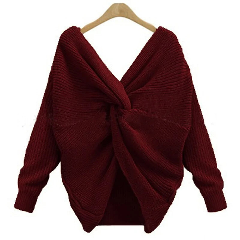 Korean Knitted V-Neck Plus Size Sweater