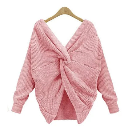 Korean Knitted V-Neck Plus Size Sweater