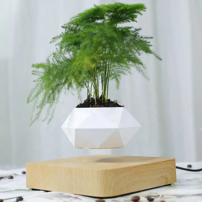Imitation Wood Grain Magnetic Suspension Polygonal Flowerpot