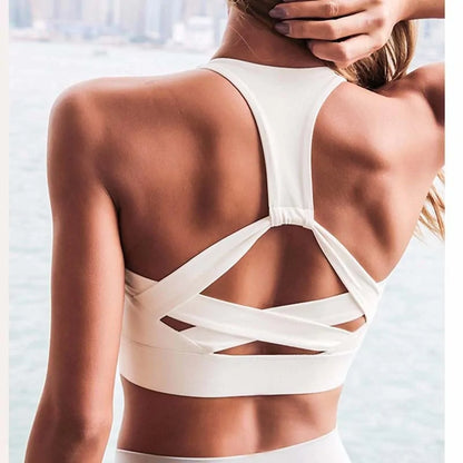 White Strap Push Up Sports Bra