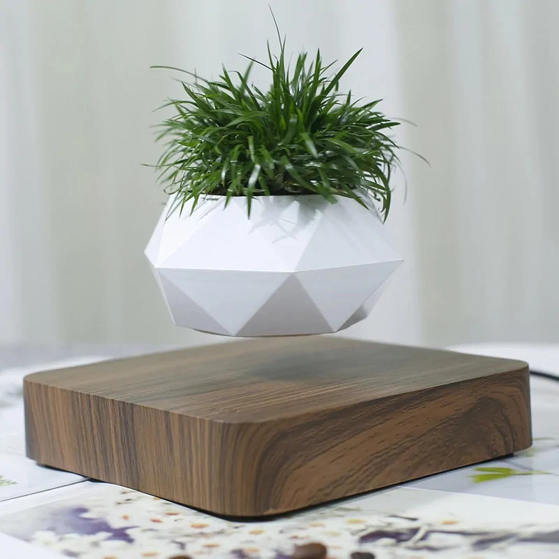 Imitation Wood Grain Magnetic Suspension Polygonal Flowerpot