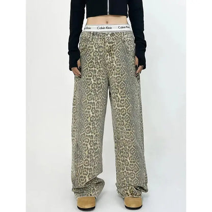Leopard Print Wide Leg Pants For Women