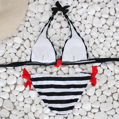 Women's Striped Push-Up Bikini Swimwear