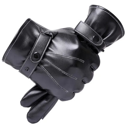 Men's leather gloves winter fleece