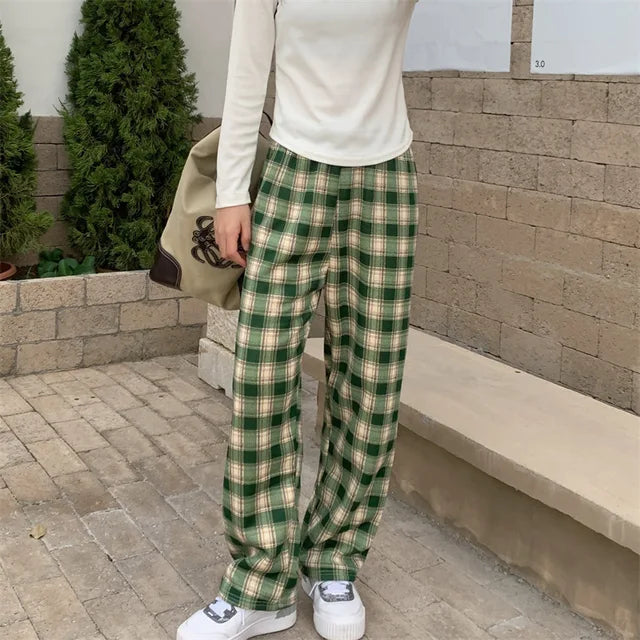 winter fleece plaid pants 