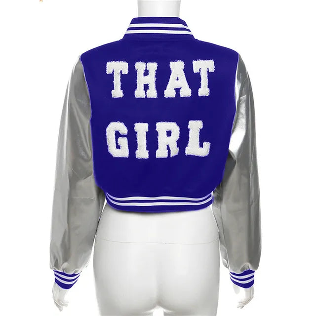 Embroidered Letter Women's Jacket Long Sleeve