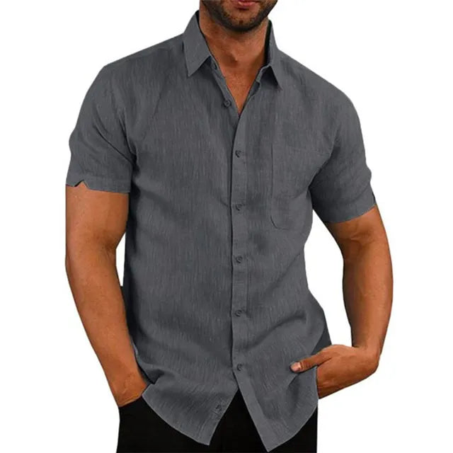 Men's Short-sleeved cotton and linen shirts