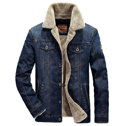 Winter Jackets Men Oversized Fleece Denim