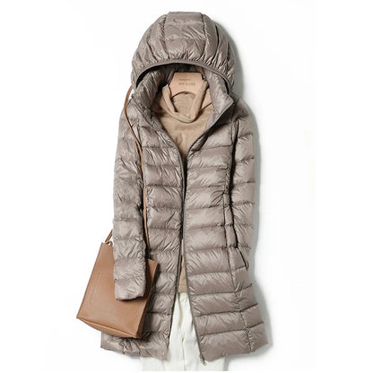 Light and thin hooded parka for women