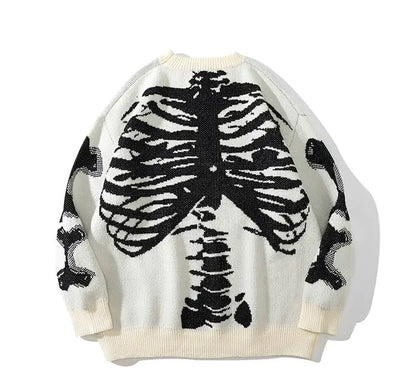 Men's Loose Skeleton Print Sweaters