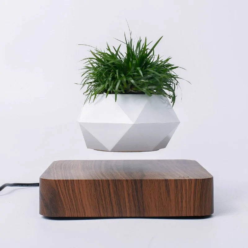 Imitation Wood Grain Magnetic Suspension Polygonal Flowerpot