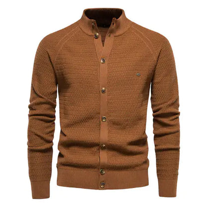 Button Mock Neck Men's Cardigan