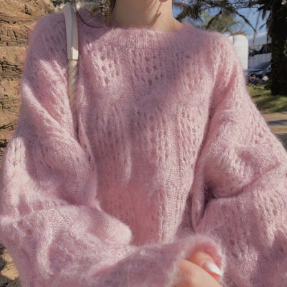 Neck Knitting Hollow Out Soft  Thin Sweaters