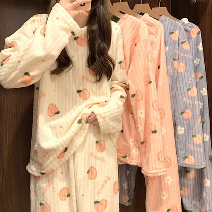 Peach Print Pajamas For Women