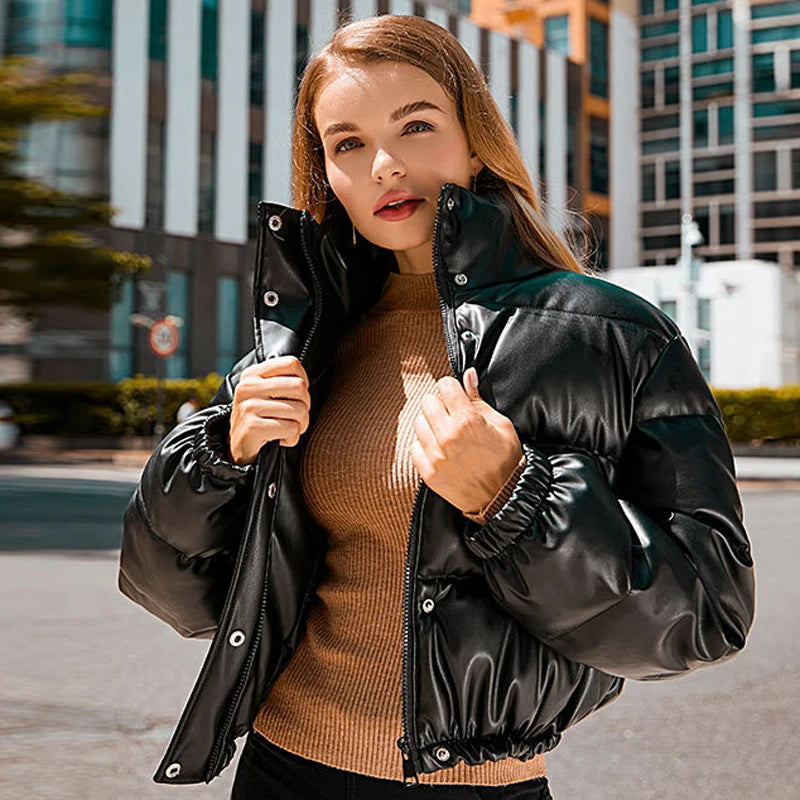 Women's Warm Thick PU Leather Coats