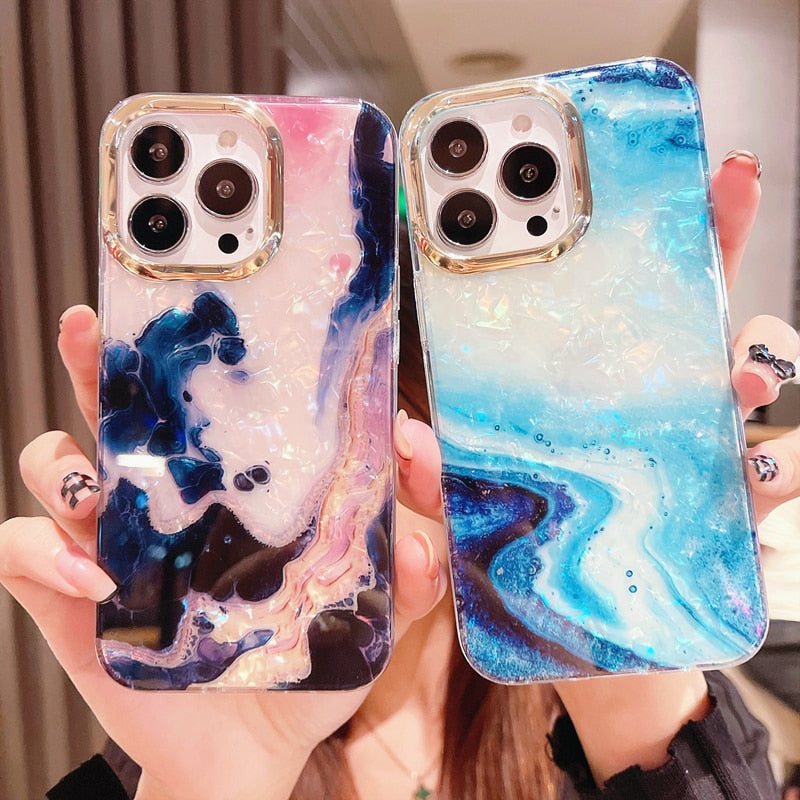 Marble Shell Pattern Phone Case For iPhones