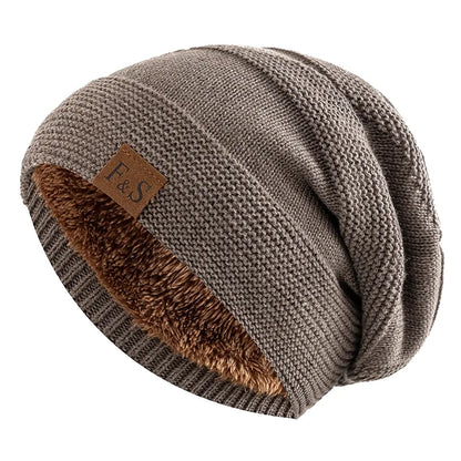 Unisex Winter Unisex Loose Fur Lined Beanie Hat