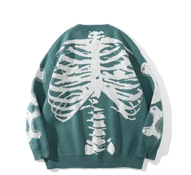 Men's Loose Skeleton Print Sweaters