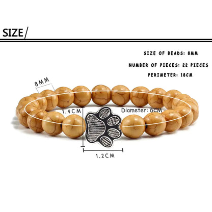 Stone Paw Print Charm Bracelet