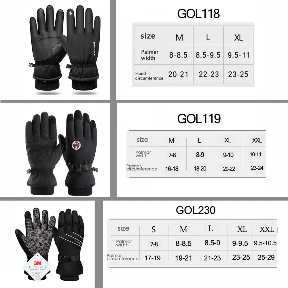 Men's Winter Fleece Waterproof Cycling Gloves