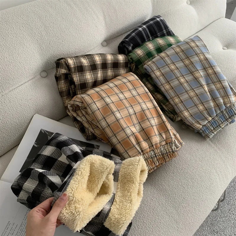 women's fleece plaid pants 