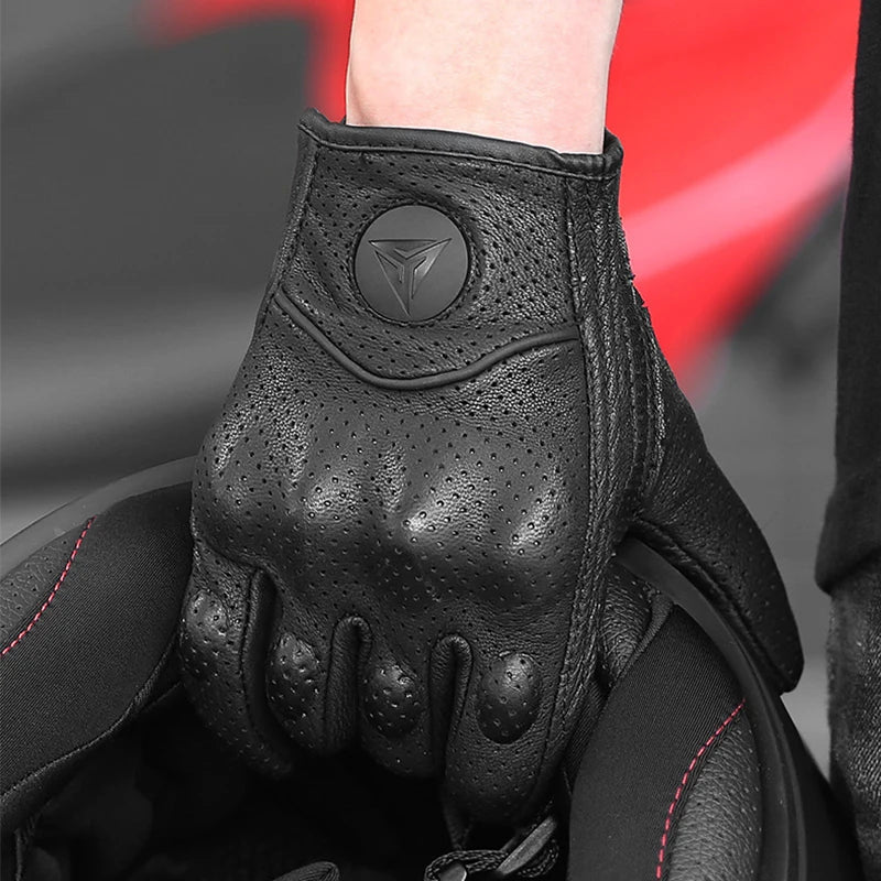 Unisex Leather Motorcycle Gloves for Winter