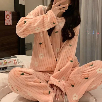 Peach Print Pajamas For Women