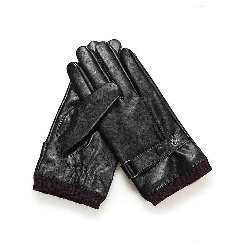 Men's leather gloves winter fleece