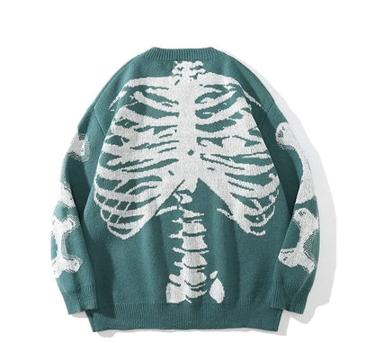 Men's Loose Skeleton Print Sweaters