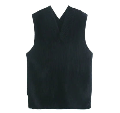 V-neck Knitted Sleeveless Vest