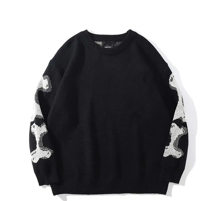 Men's Loose Skeleton Print Sweaters