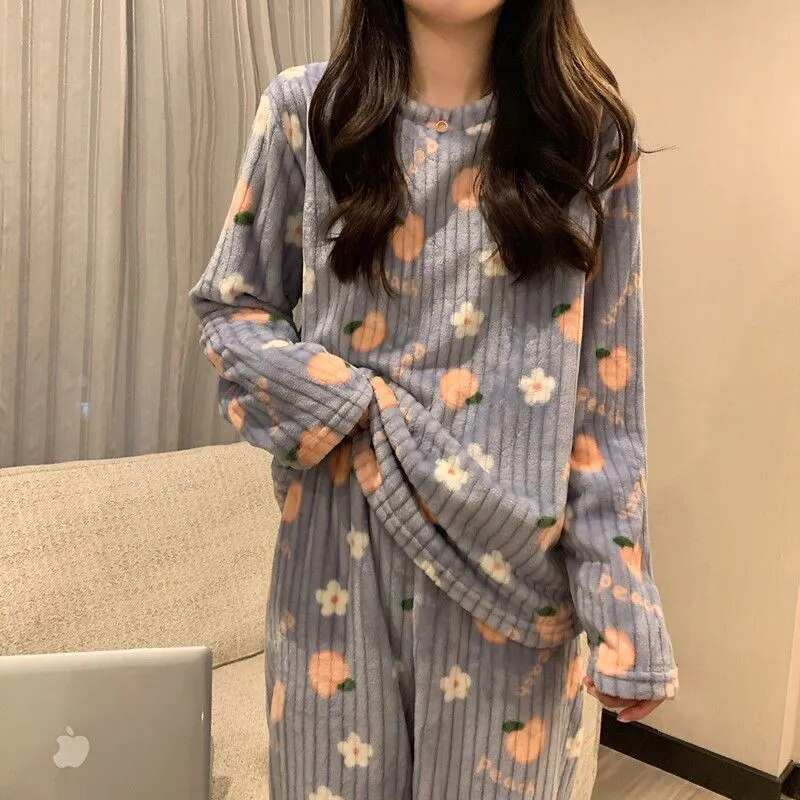 Peach Print Pajamas For Women